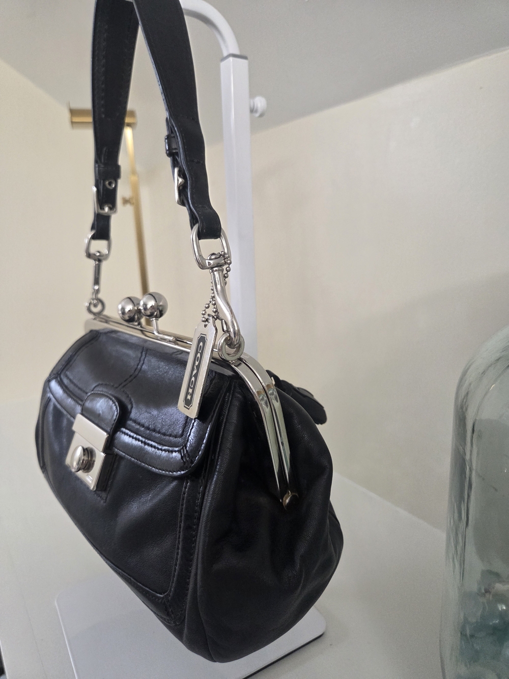 Rare Vintage Coach Kisslock Y2K Black Convertible Clutch 9734 - Picture 5 of 12